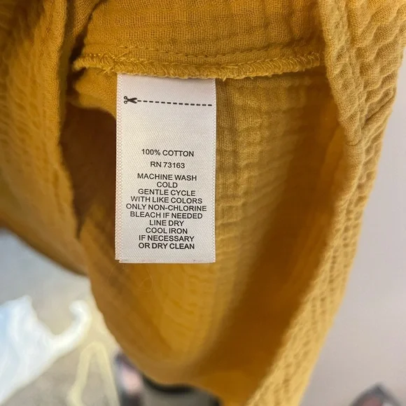 Cupio Textured 100% Cotton Mustard Yellow Tunic Top Sz M - Picture 6 of 9